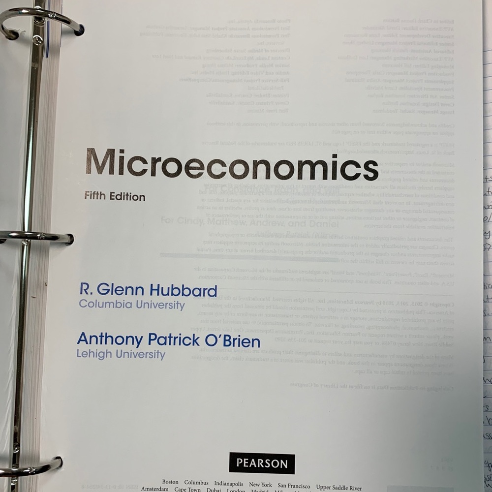 Microeconomics looseleaf Hubbard & O’Brien 5th ed